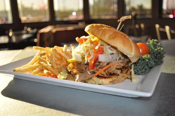 Our famous pulled pork sandwich.  Our top seller!