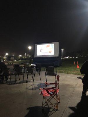 Christmas boat parade after party 2018. Outdoor movie.