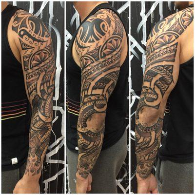 Full custom Polynesian sleeve done by PAKZ