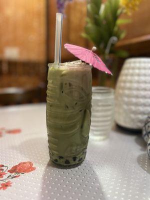 Matcha boba drink