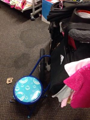 My stroller got stuck on a children's chair.