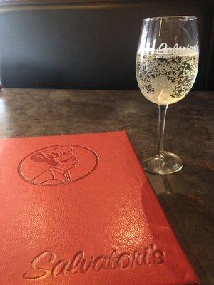 Sparkling moscato. Nice menu jacket!