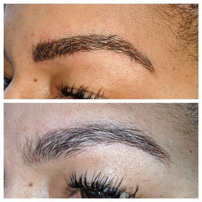 These are brows from client who left negative comment. Below is what she had, above is my microblading work.