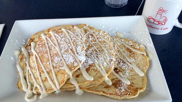 Delicious carrot cake pancakes with cream cheese icing!