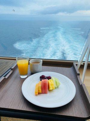 Breakfast at our balcony room