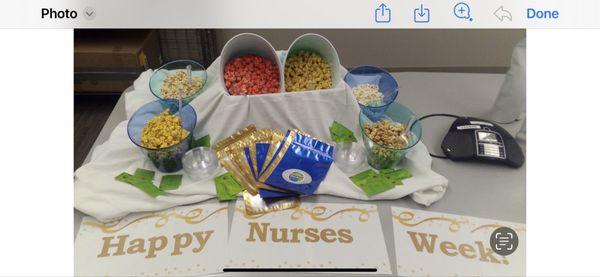 Methodis Hospital   Celebrating Nurses day with a Popcorn Bar, on nurses day