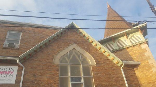 We are painting contractors in Dayton Ohio.The additional color for accent is keeping this church looking sharp!