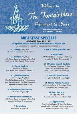 Early morning breakfast specials 6am -11am