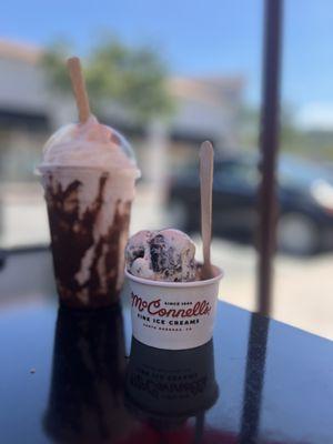 Single scoop and Chocolate Covered Strawberry Shake