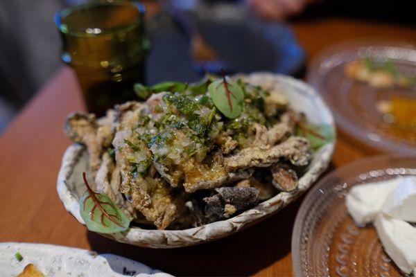 MANITARIA - crispy fried oyster mushrooms, maidanosalata