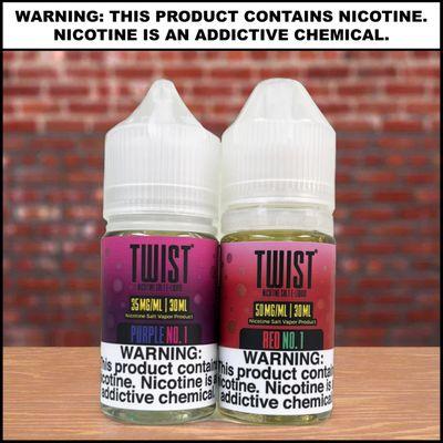 New Twist salts have just arrived! Available in 35mg (3.5%) and 50mg (5%)