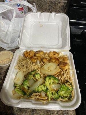 Shrimp Hibachi with noodles