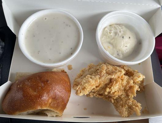 Two Piece Chicken Tender Meal with Mashed Potatoes and Gravy