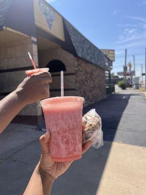 Barbie smoothie and pineapple strawberry smoothie