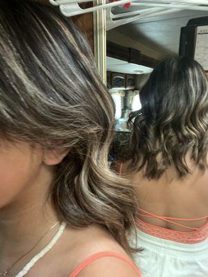 a balayage and layered hair cut