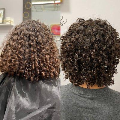 Before & After Deva Cut at Salon 224 Curls Studio