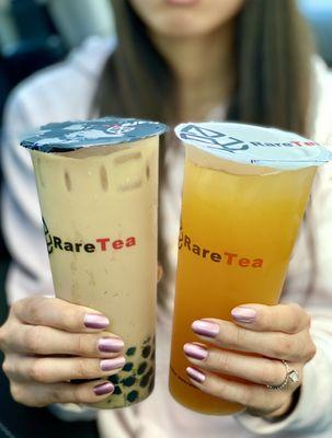 Okinawa milk tea & peach green tea