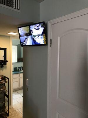 Added electrical outlet and tv wall mount