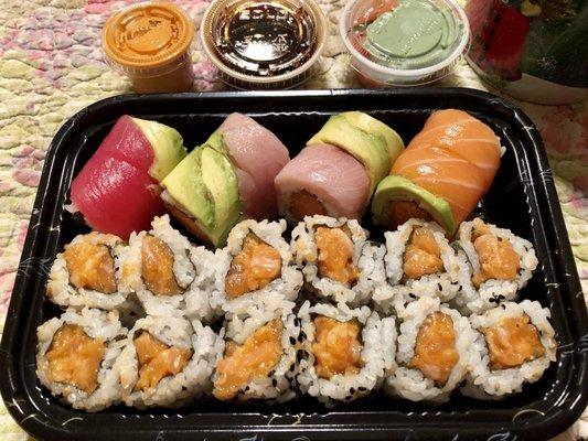 Spicy salmon roll & spicy rainbow roll