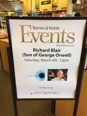 Richard Blair - son of George Orwell is doing a talk / book signing