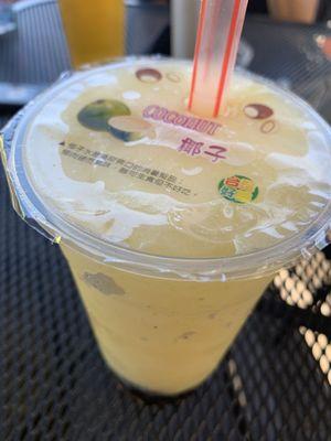 Peach mango with the honey boba