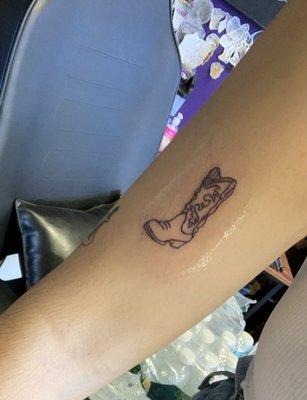 Cowboy boot Tattoo by Adrienne