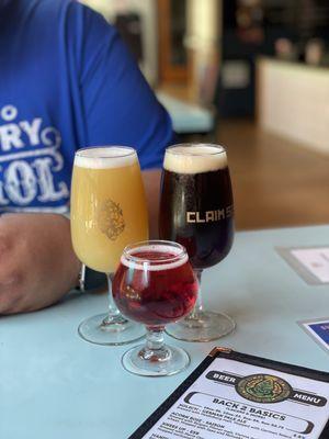 The beers: Private Eyes Hazy IPA, 2towns Cosmic Raspberry, Admiral Red NW Red Ale