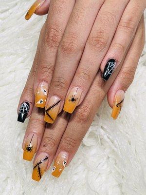 Halloween coffin nails with design