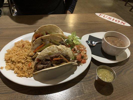 Beef fajitas tacos