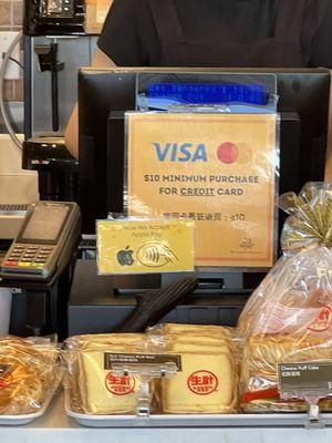 To use credit card you need to spend $10 or more on breads. Cash is non traceable.