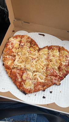 So incredibly grateful Slice of Zion made our heart shaped pizza for our anniversary!