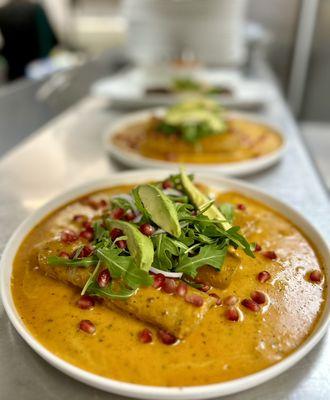 Crabmeat Enchiladas with creamy habanero sauce