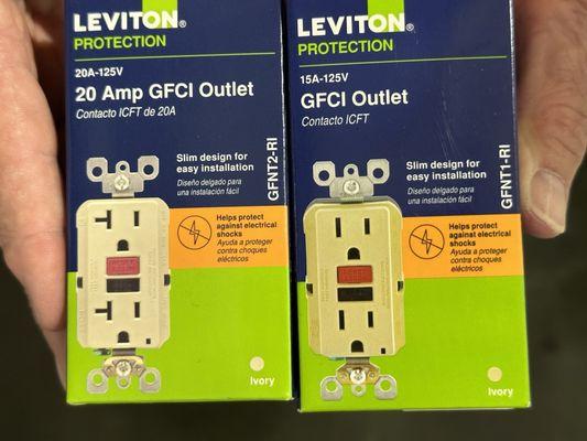 Different types of GFCI outlets, come in and get assistance