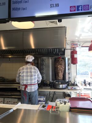 The chef cutting the meat himself.