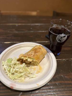 Pork belly burrito and Black Berry Cider