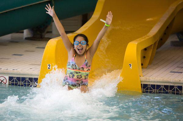 Slide into fun in the Stoddard Pool at Somerset Hills YMCA. One of three pools at our facility.