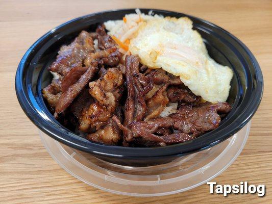 Tapsilog (Tapa (cured beef) with garlic fried rice and egg) $7.99