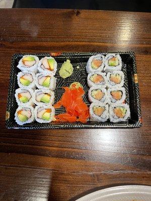 California roll & smoked salmon roll