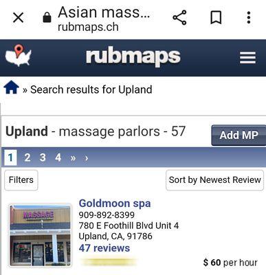 This business is listed on a site dedicated to helping males locate "erotic massages" near them.