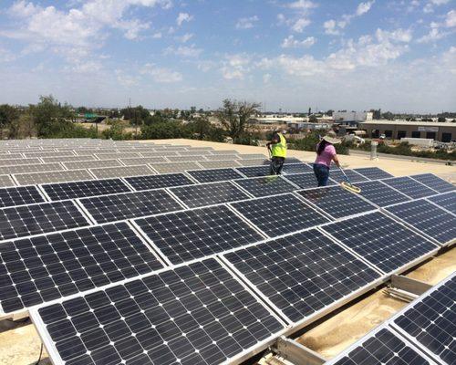 Commercial Solar Installation panel cleaning.