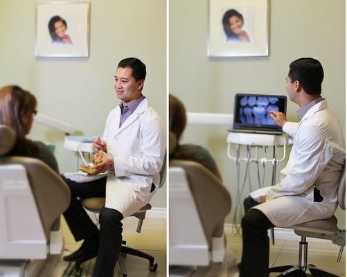 Dr. Nguyen explaining treatment to a patient