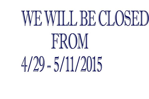 Dear beloved customers; we will be closed for a short break. We will still respond to all email inquiries at this time: Marc@mrknyc.com