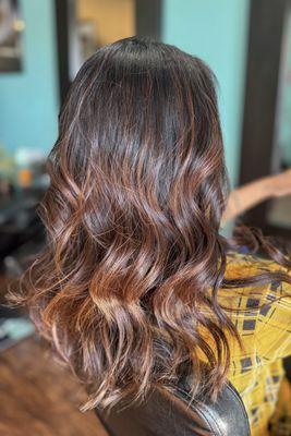 Warm toned balayage by Nicha