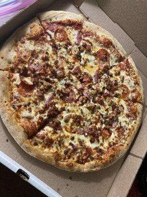 All the meats pizza