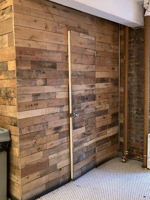 Unisex Bathroom 03/22/22 Blends in with the paneling.