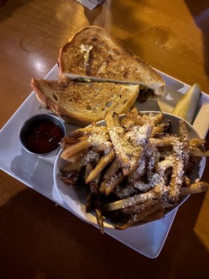 Short rib grilled cheese with truffle fries. AMAZING!