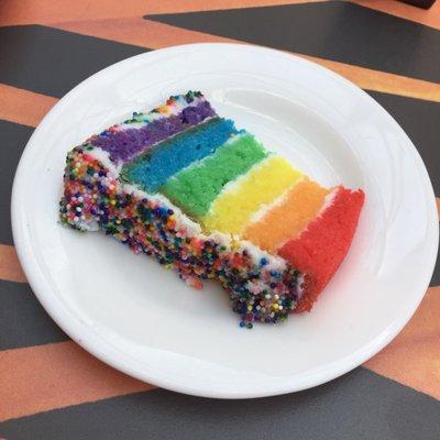 Homemade vanilla-flavored rainbow cake