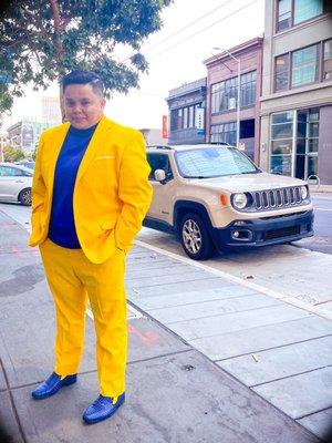 My yellow suit nicely fitted to perfection