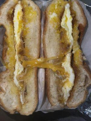 Bacon egg and cheese on a roll