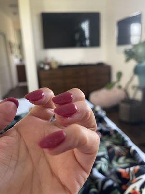 Product on cuticles and she made me bleed. I couldn't run my fingers through my hair with out pulling my hair.